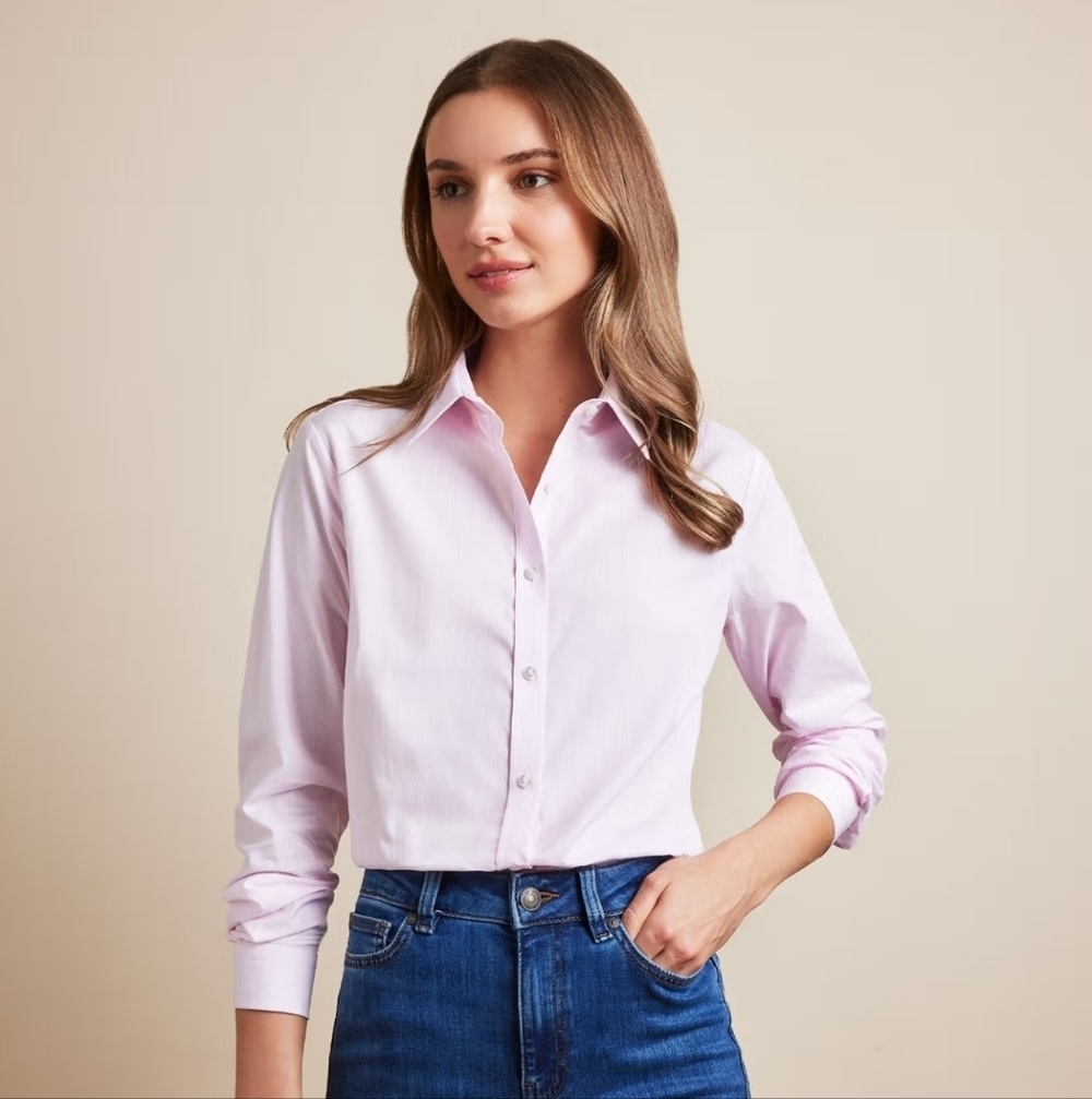 H&M Soft Pink Collared Stretch Shirt - Size XS NWT